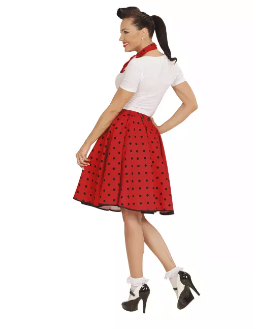 Photo du produit Jupe et foulard rouge à pois années 50 femme