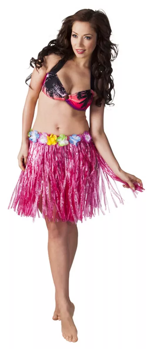 Photo du produit Jupe hawaïenne courte rose adulte
