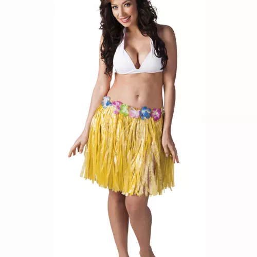 Photo du produit Jupe hawaïenne courte jaune adulte