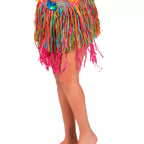 Photo du produit Jupe hawaïenne courte multicolore avec fleurs adulte