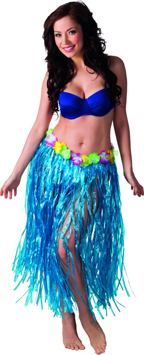 Photo du produit Jupe hawaïenne longue bleue adulte