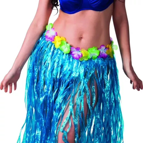 Photo du produit Jupe hawaïenne longue bleue adulte