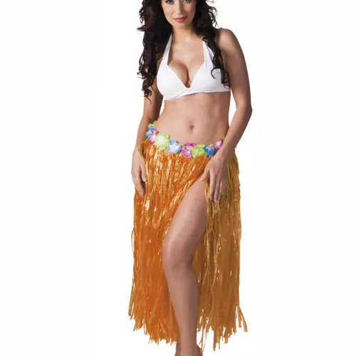 Photo du produit Jupe hawaïenne longue orange adulte