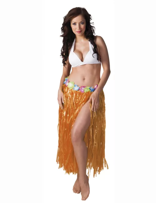 Photo du produit Jupe hawaïenne longue orange adulte