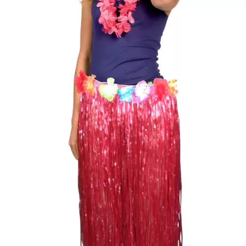 Photo du produit Jupe hawaïenne longue rouge adulte