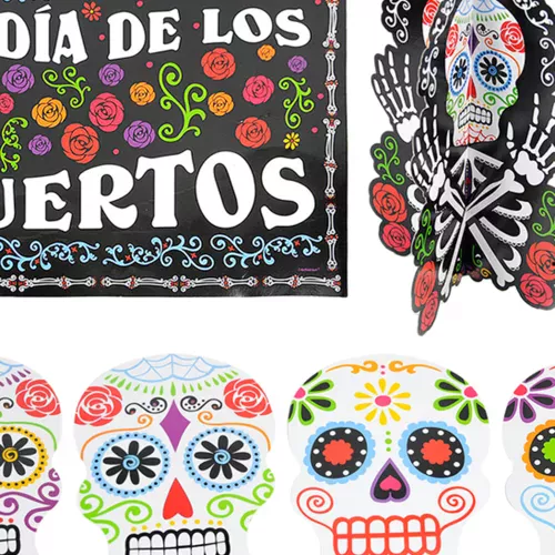Photo du produit Kit 7 décorations Squelette coloré Dia de los muertos
