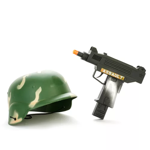 Photo du produit Kit casque et mitraillette en plastique