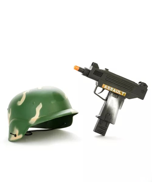 Photo du produit Kit casque et mitraillette en plastique