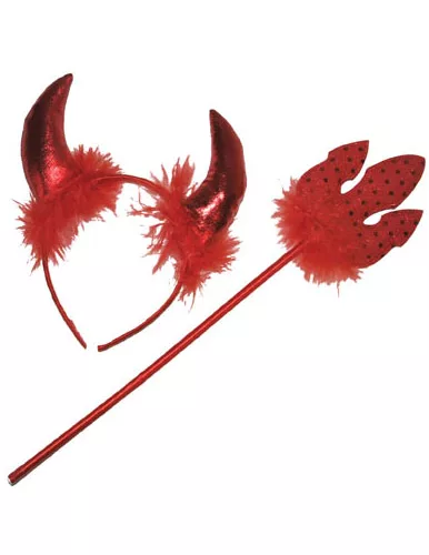 Photo du produit Kit diablesse rouge avec plumettes adulte Halloween