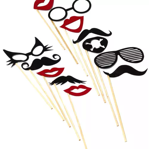 Photo du produit Kit photobooth 12 pièces lunettes et moustaches