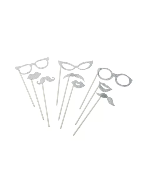 Photo du produit kit photobooth argent pailleté 9 pièces