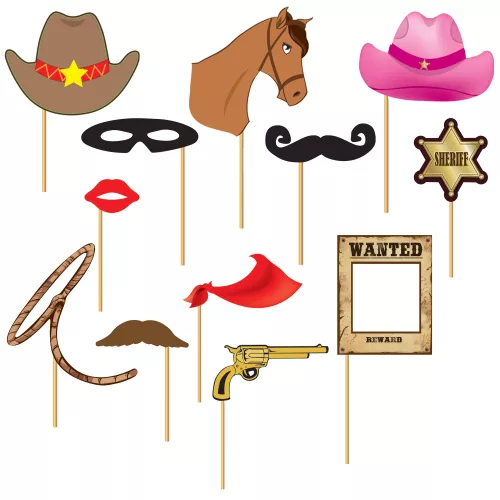 Photo du produit Kit photobooth cowboy 12 pièces