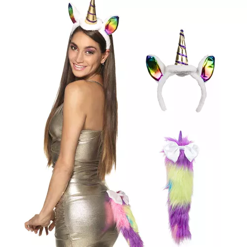 Photo du produit Kit serre-tête et queue licorne adulte