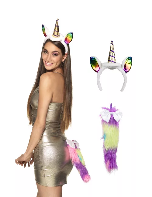 Photo du produit Kit serre-tête et queue licorne adulte