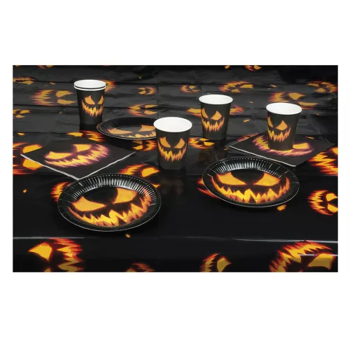 Photo du produit Kit vaisselle jetable citrouille terrifiante