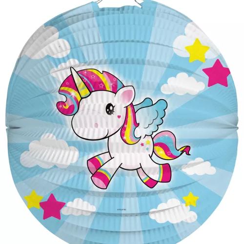 Photo du produit Lanterne en papier Licorne bleue 22 cm
