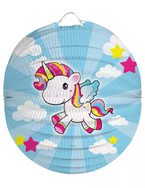 Photo du produit Lanterne en papier Licorne bleue 22 cm