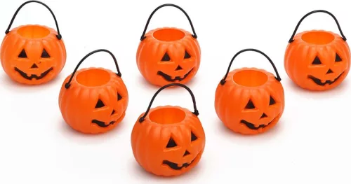 Photo du produit 6 Mini seaux citrouilles d'Halloween 6.5 cm