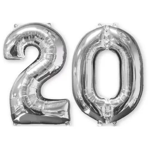 Photo du produit 2 Ballons aluminium chiffre 20 argent 66 cm