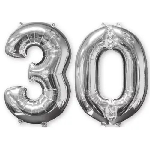 Photo du produit Lot de 2 ballons aluminium 66 cm chiffre argent 30