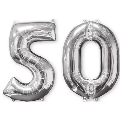 Photo du produit Lot de 2 ballons aluminium 66 cm chiffre argent 50