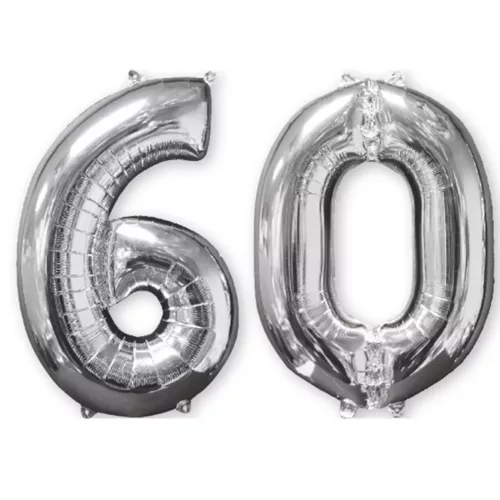 Photo du produit Lot de 2 ballons aluminium 66 cm chiffre argent 60