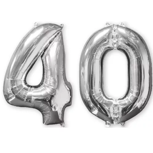 Photo du produit Lot de 2 ballons aluminium chiffre 40 argent 66 cm