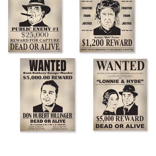 Photo du produit 4 Affiches en carton wanted 39 cm