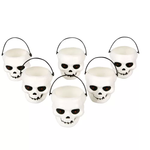 Photo du produit 6 Mini seaux tête de mort Halloween