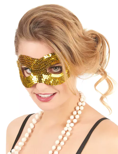 Photo du produit Loup avec sequins doré adulte
