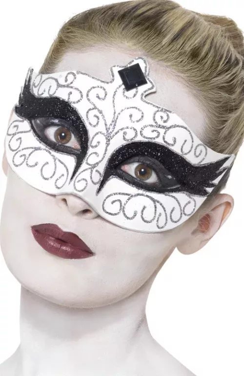 Photo du produit Loup blanc avec paillettes noir et argent adulte