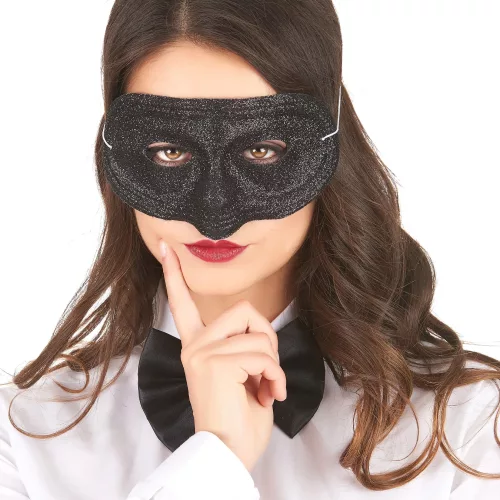 Photo du produit Loup plastique pailleté noir adulte