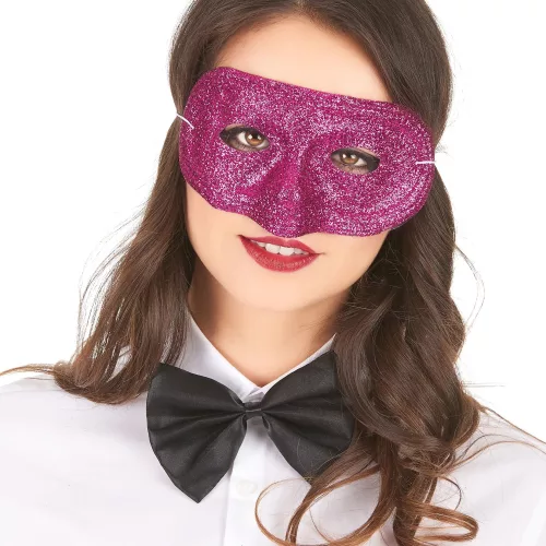 Photo du produit Loup plastique pailleté rose adulte