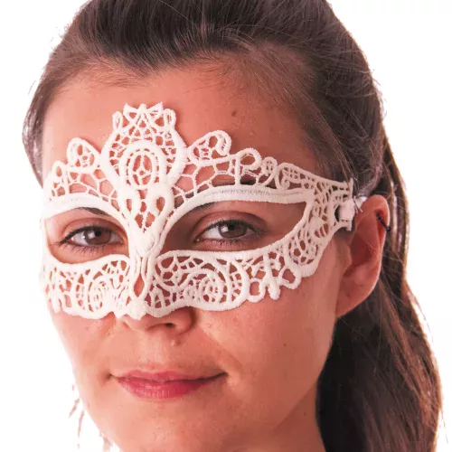 Photo du produit Loup tissu dentelle blanc fluo adulte