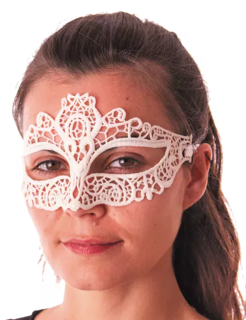 Photo du produit Loup tissu dentelle blanc fluo adulte
