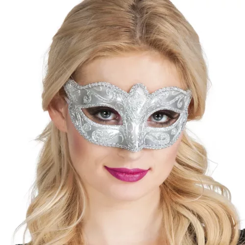 Photo du produit Loup vénitien argenté pailletté femme