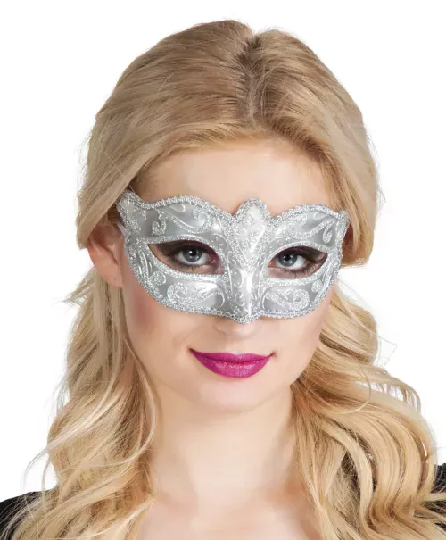 Photo du produit Loup vénitien argenté pailletté femme