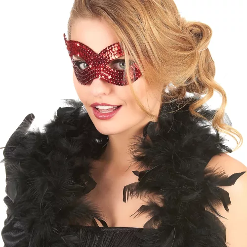 Photo du produit Loup vénitien avec sequins rouge adulte