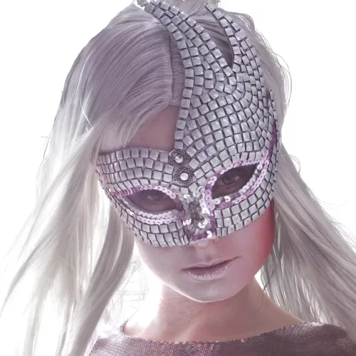 Photo du produit Loup vénitien brillant argent adulte