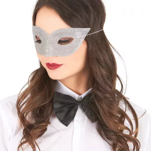 Photo du produit Loup vénitien pailleté argent adulte
