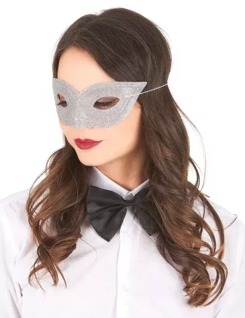 Photo du produit Loup vénitien pailleté argent adulte