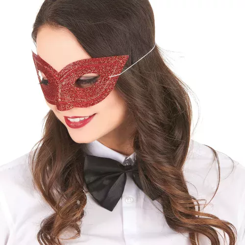 Photo du produit Loup vénitien pailleté rouge adulte
