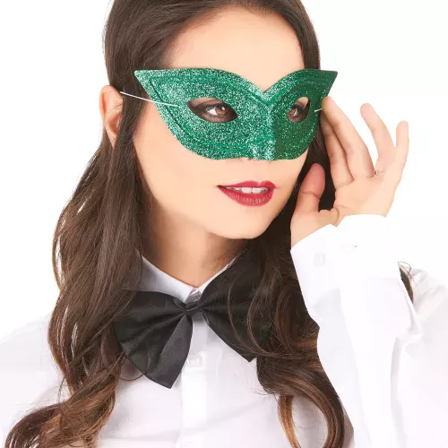 Photo du produit Loup vénitien pailleté vert adulte