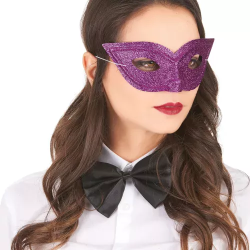 Photo du produit Loup vénitien pailleté violet adulte