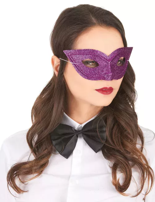 Photo du produit Loup vénitien pailleté violet adulte