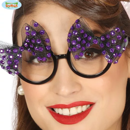 Photo du produit Lunettes années 50 avec noeuds violets femme