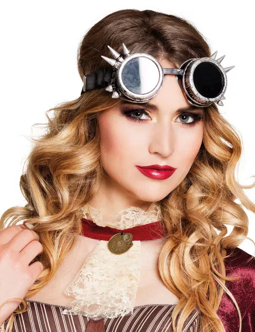 Photo du produit Lunettes cyberpunk argentés adulte Steampunk