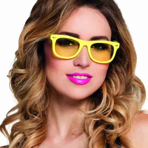 Photo du produit Lunettes jaune fluo 80's adulte
