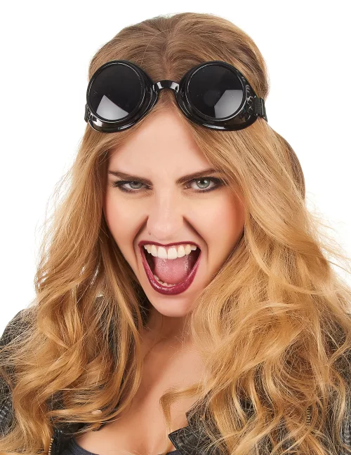 Photo du produit Lunettes noires de biker plastique adulte