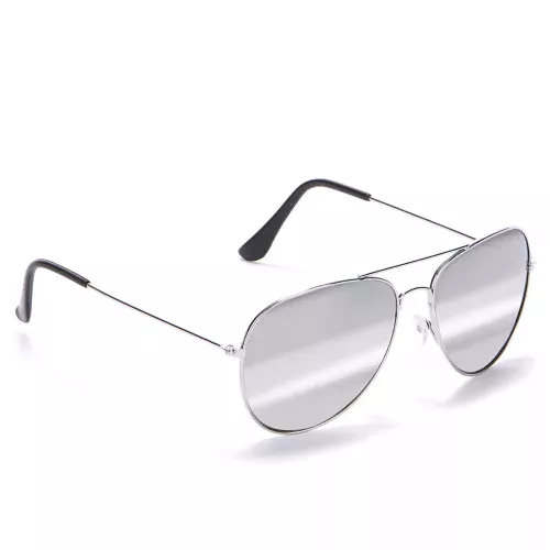 Photo du produit Lunettes noires d'aviateur contour argent adulte